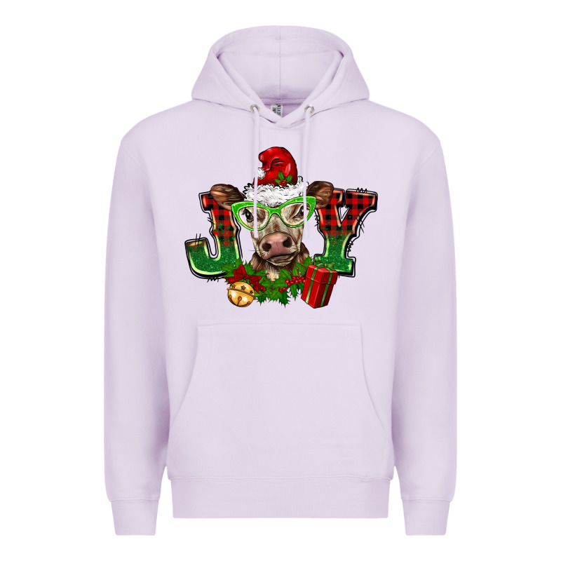Christmas Joy Cow Premium Hoodie by BarkalooDesign | Teevron