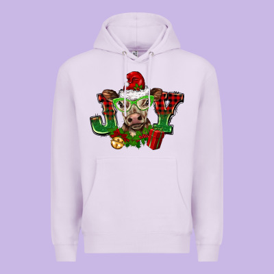Christmas Joy Cow Premium Hoodie Designed By Barkaloodesign