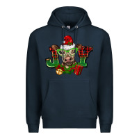 Navy christmas joy cow Premium Hoodie - BarkalooDesign