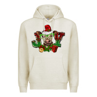 Oatmeal Heather christmas joy cow Premium Hoodie - BarkalooDesign