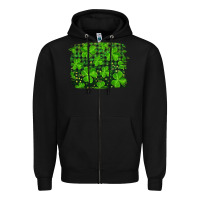 Black st patrick's day shamrock and plaid distressed background Zipper Hoodie - RanaPortraitStore