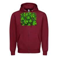 Burgundy st patrick's day shamrock and plaid distressed background Zipper Hoodie - RanaPortraitStore