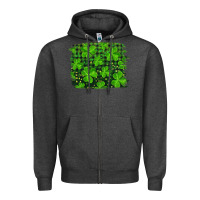 Charcoal Heather st patrick's day shamrock and plaid distressed background Zipper Hoodie - RanaPortraitStore
