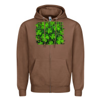 Chestnut st patrick's day shamrock and plaid distressed background Zipper Hoodie - RanaPortraitStore