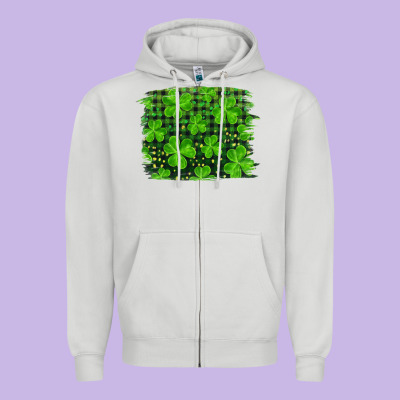 St Patrick's Day Shamrock And Plaid Distressed Background Zipper Hoodie Designed By Ranaportraitstore