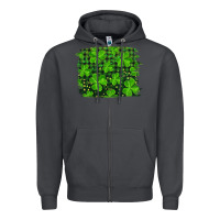 Smoke st patrick's day shamrock and plaid distressed background Zipper Hoodie - RanaPortraitStore