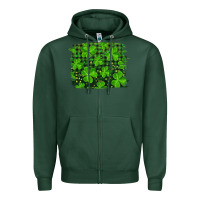 Sports Green st patrick's day shamrock and plaid distressed background Zipper Hoodie - RanaPortraitStore