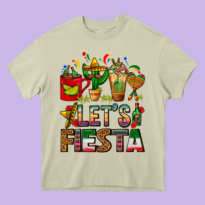 Let's Fiesta Mexico Coffee Cups With Cactus Heavy Core Tee Designed By Fadigitalartstudio