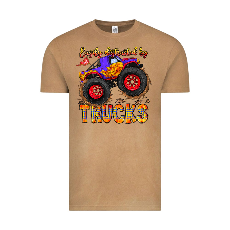 Easily Distracted By Trucks Vintage Tee by CowhideDigitalArt | Teevron