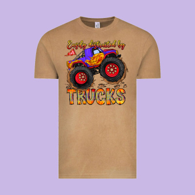 Easily Distracted By Trucks Vintage Tee Designed By Cowhidedigitalart