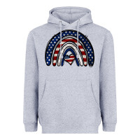 Heather Grey USA American Flag Rainbow Heavyweight Hoodie - Jasminsmagicworld