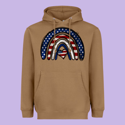 Usa American Flag Rainbow Heavyweight Hoodie Designed By Jasminsmagicworld