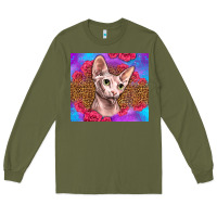 Army Green purple glitter roses sphynx cat Long Sleeve Tee - LillyAllenDesigns