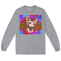 Heather Grey purple glitter roses sphynx cat Long Sleeve Tee - LillyAllenDesigns