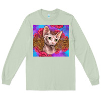 Matcha purple glitter roses sphynx cat Long Sleeve Tee - LillyAllenDesigns