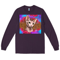 Plum purple glitter roses sphynx cat Long Sleeve Tee - LillyAllenDesigns