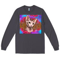 Smoke purple glitter roses sphynx cat Long Sleeve Tee - LillyAllenDesigns