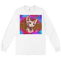 White purple glitter roses sphynx cat Long Sleeve Tee - LillyAllenDesigns