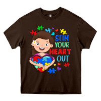 Chocolate Brown Stim your heart out Heavy Core Tee - FaDigitalArtStudio