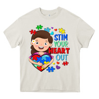 Cream Stim your heart out Heavy Core Tee - FaDigitalArtStudio