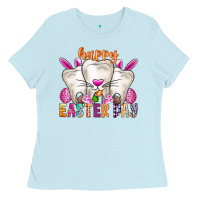 Baby Blue Happy Easter Ladies Tee - CowhideDigitalArt