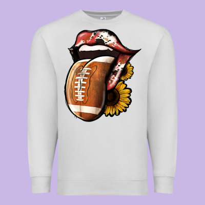 Football Tongue Premium Sweatshirt Designed By Jasminsmagicworld