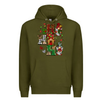 Army Green christmas ho ho ho gnomes Premium Hoodie - BarkalooDesign
