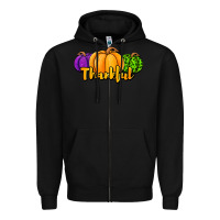 Black halloween pumpkins thankful Zipper Hoodie - Jasminsmagicworld