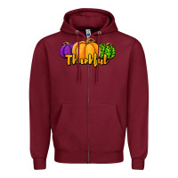 Burgundy halloween pumpkins thankful Zipper Hoodie - Jasminsmagicworld