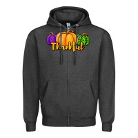 Charcoal Heather halloween pumpkins thankful Zipper Hoodie - Jasminsmagicworld