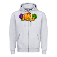 Heather Grey halloween pumpkins thankful Zipper Hoodie - Jasminsmagicworld