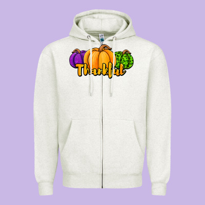 Halloween Pumpkins Thankful Zipper Hoodie Designed By Jasminsmagicworld