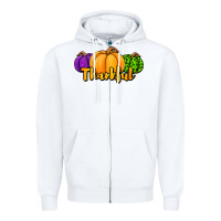 White halloween pumpkins thankful Zipper Hoodie - Jasminsmagicworld