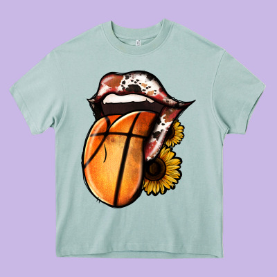 Basketball Tongue Heavy Core Tee Designed By Jasminsmagicworld