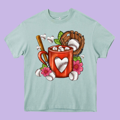 Baseball Coffee Cup Heavy Core Tee Designed By Fadigitalartstudio
