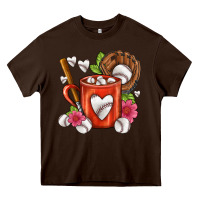 Chocolate Brown Baseball Coffee cup Heavy Core Tee - FaDigitalArtStudio