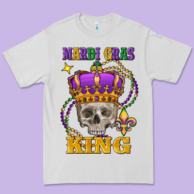 Skull Mardi Gras King Premium Tee Designed By Fadigitalartstudio