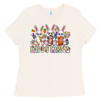 Bone Happy Easter Spot Rabbit Ladies Tee - CowhideDigitalArt