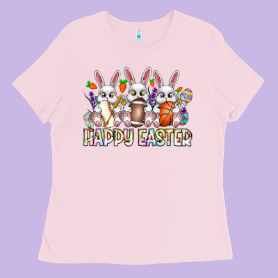 Happy Easter Spot Rabbit Ladies Tee Designed By Cowhidedigitalart