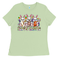 Matcha Happy Easter Spot Rabbit Ladies Tee - CowhideDigitalArt