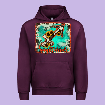 Sagittarius Turquoise Cowhide Urban Hoodie Designed By Ranaportraitstore