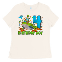 Bone birthday boy frog age 4 Ladies Tee - LillyAllenDesigns