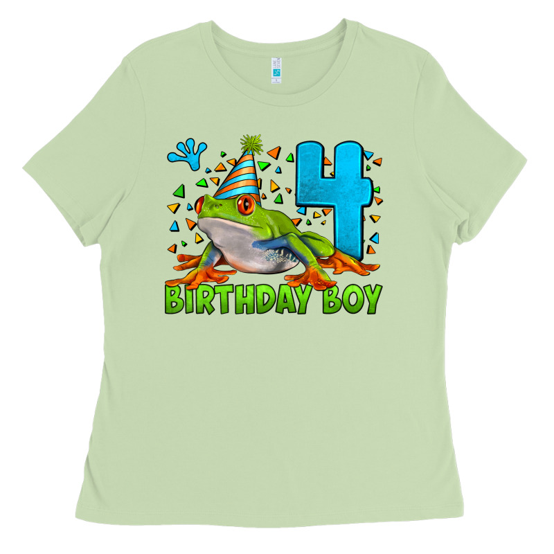 Birthday Boy Frog Age 4 Ladies Tee by LillyAllenDesigns | Teevron