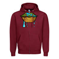 Burgundy summer vibes pineapple lips Zipper Hoodie - Jasminsmagicworld