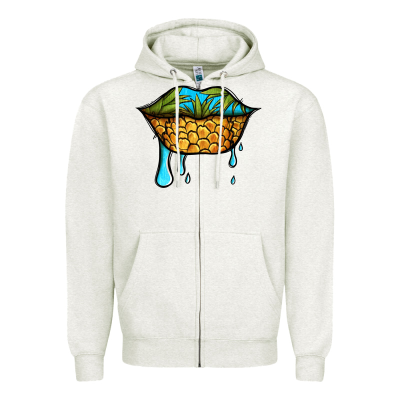 Summer Vibes Pineapple Lips Zipper Hoodie by Jasminsmagicworld | Teevron