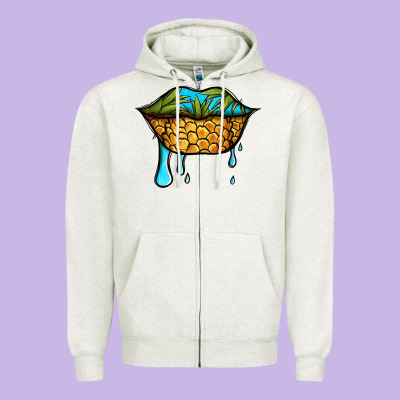Summer Vibes Pineapple Lips Zipper Hoodie Designed By Jasminsmagicworld