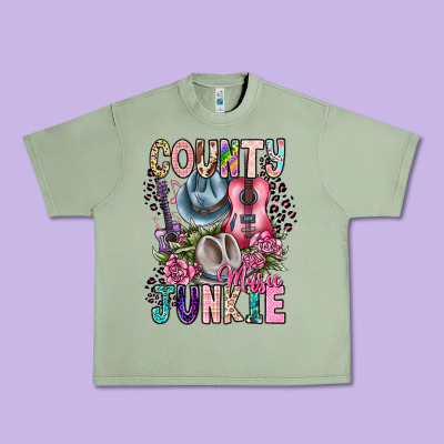 Country Music Junkie Urban Heavy Tee Designed By Cowhidedigitalart