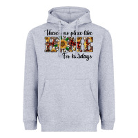Heather Grey there's no place like home for holidays Heavyweight Hoodie - RanaPortraitStore
