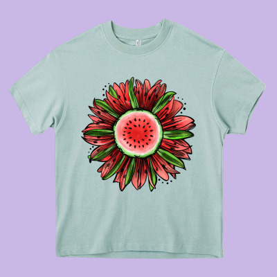 Watermelon Sunflower Heavy Core Tee Designed By Jasminsmagicworld