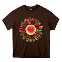 Chocolate Brown Watermelon Sunflower Heavy Core Tee - Jasminsmagicworld